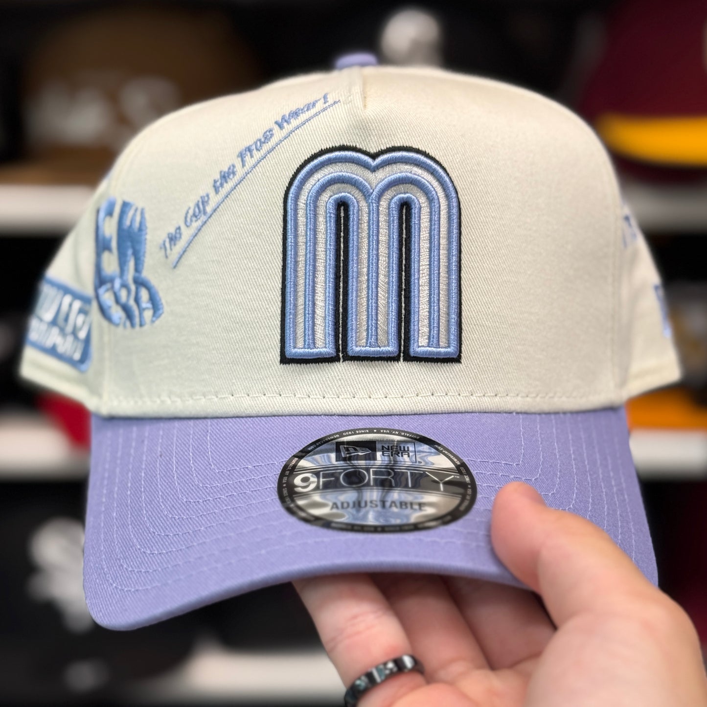 New Era Mexico WBC 'NE Anniversary' A-Frame 9FIFTY Snapback Creme/Lavender