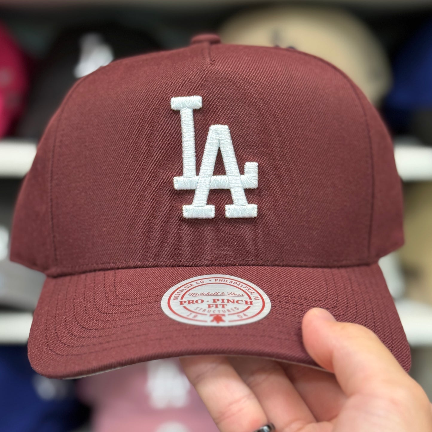Los Angeles Dodgers A-Frame Mitchell & Ness Snapback Maroon