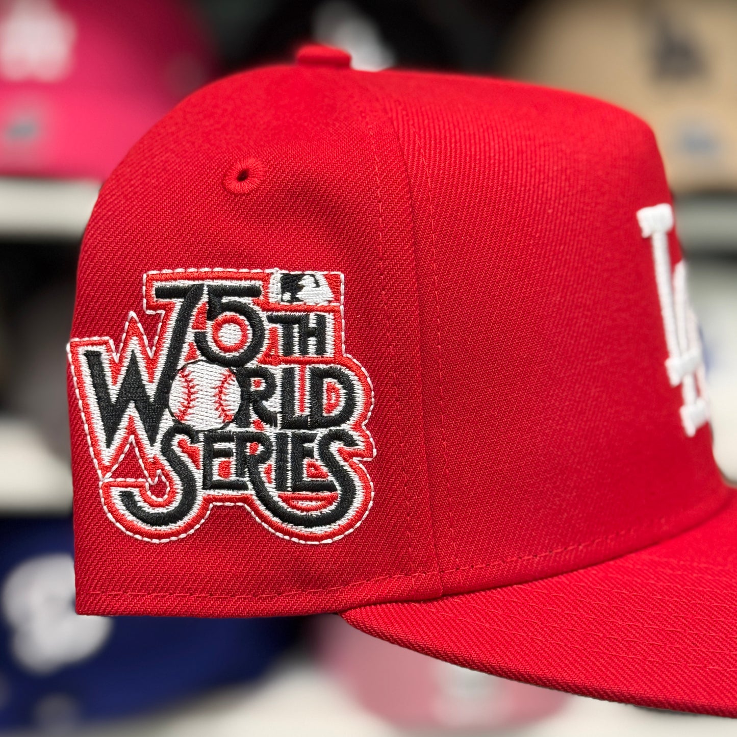 New Era Los Angeles Dodgers Upside Down Logo '75th World Series' A-Frame 9FIFTY Snapback Red
