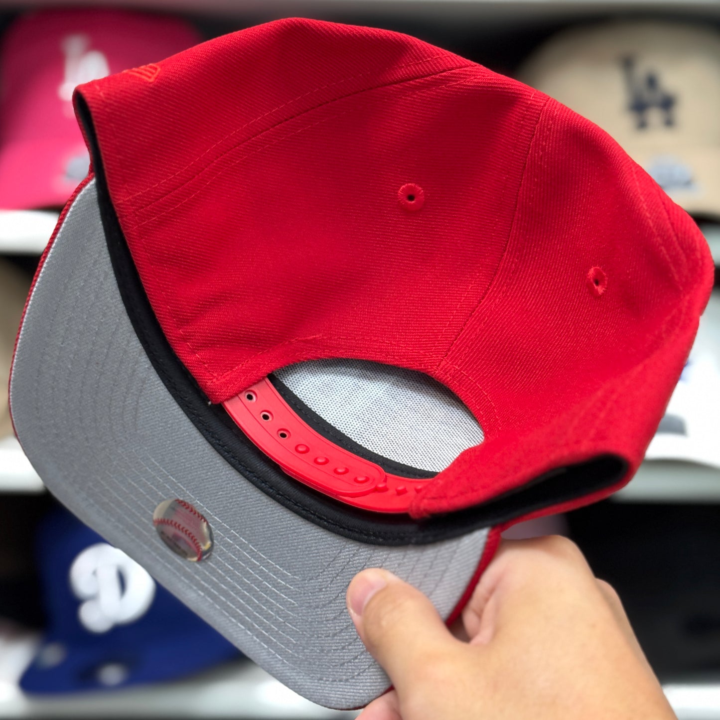 New Era Los Angeles Dodgers Upside Down Logo '75th World Series' A-Frame 9FIFTY Snapback Red
