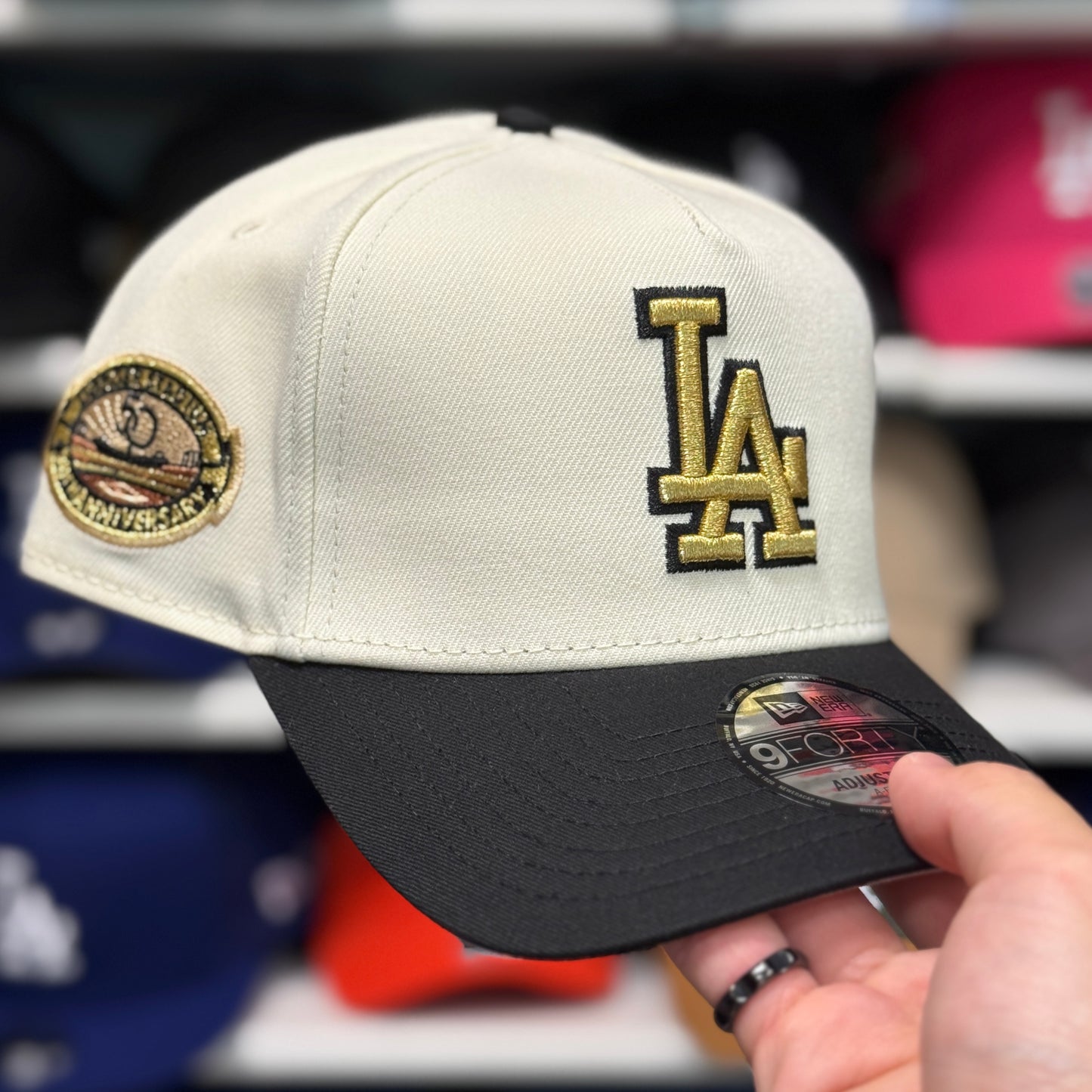 New Era Los Angeles Dodgers '50th Anniversary' A-Frame 9FORTY Snapback Creme/Black