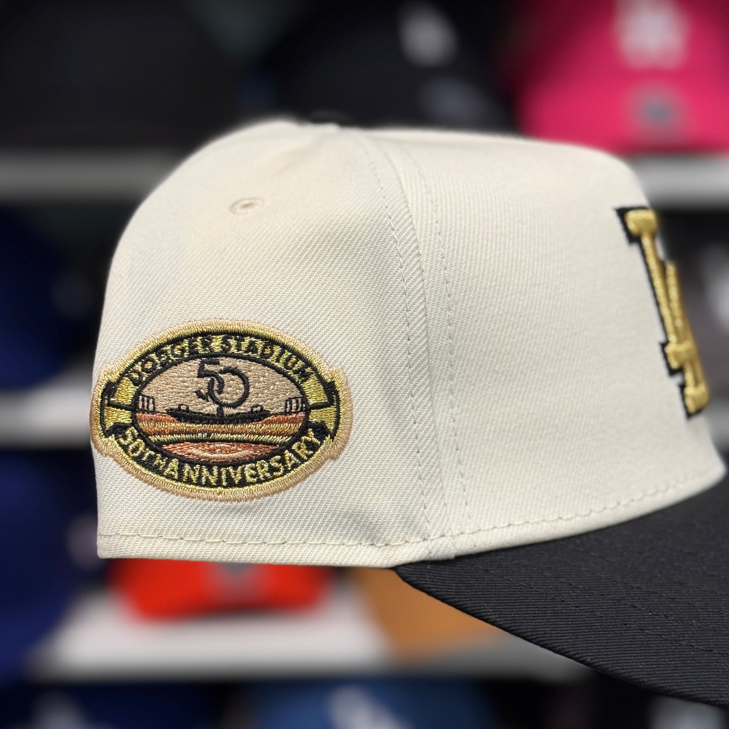 New Era Los Angeles Dodgers '50th Anniversary' A-Frame 9FORTY Snapback Creme/Black
