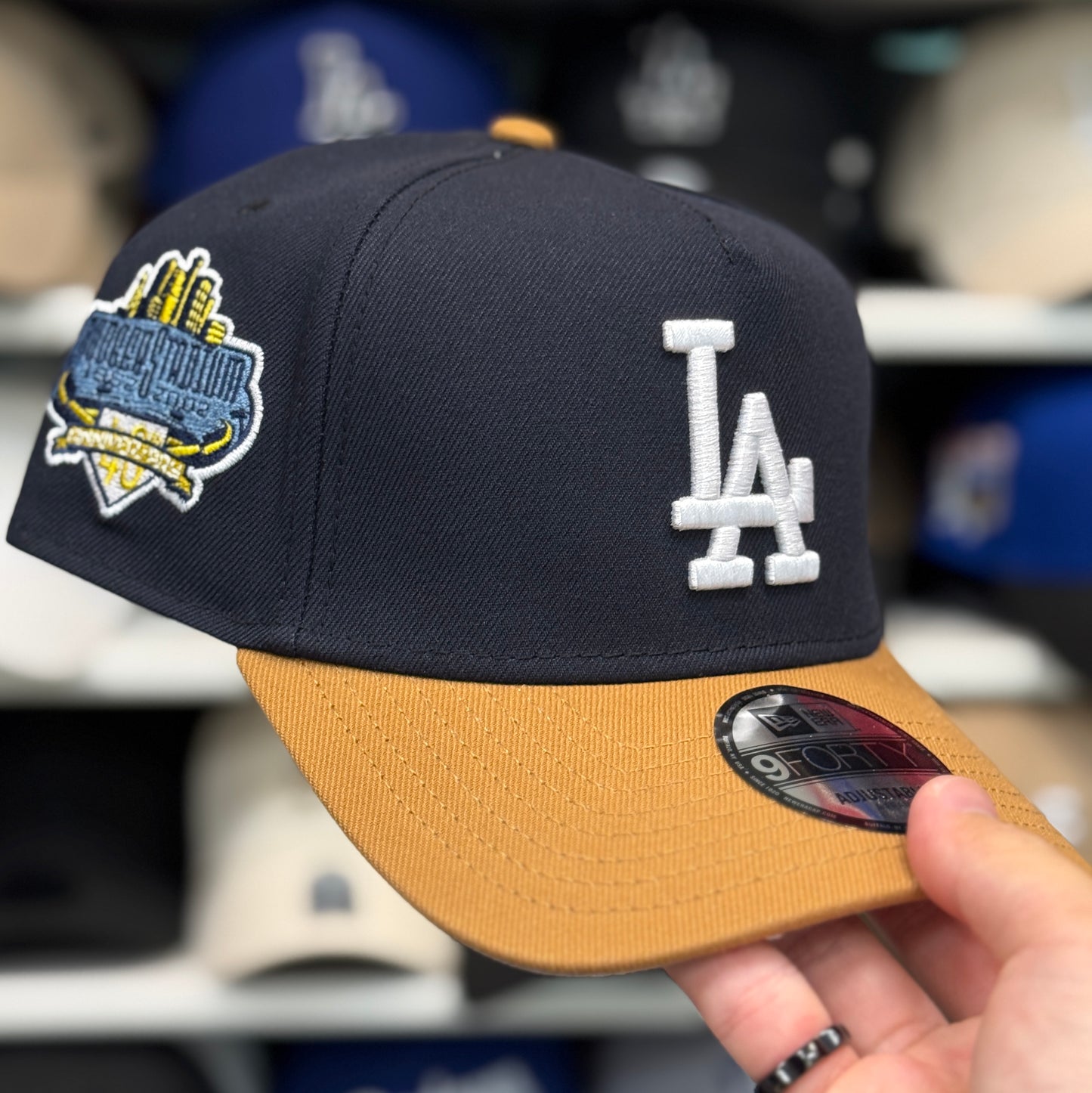 New Era Los Angeles Dodgers '40th Anniversary' A-Frame 9FORTY Snapback Navy/Khaki