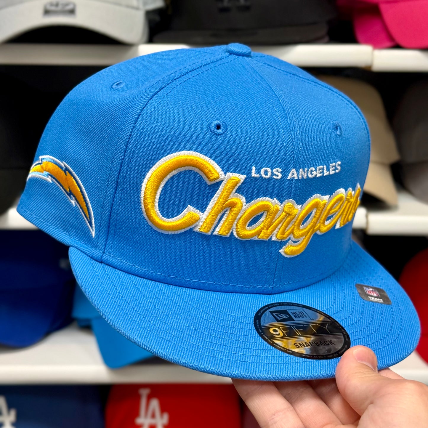 New Era 9FIFTY Los Angeles Chargers Script Snapback | Powder Blue