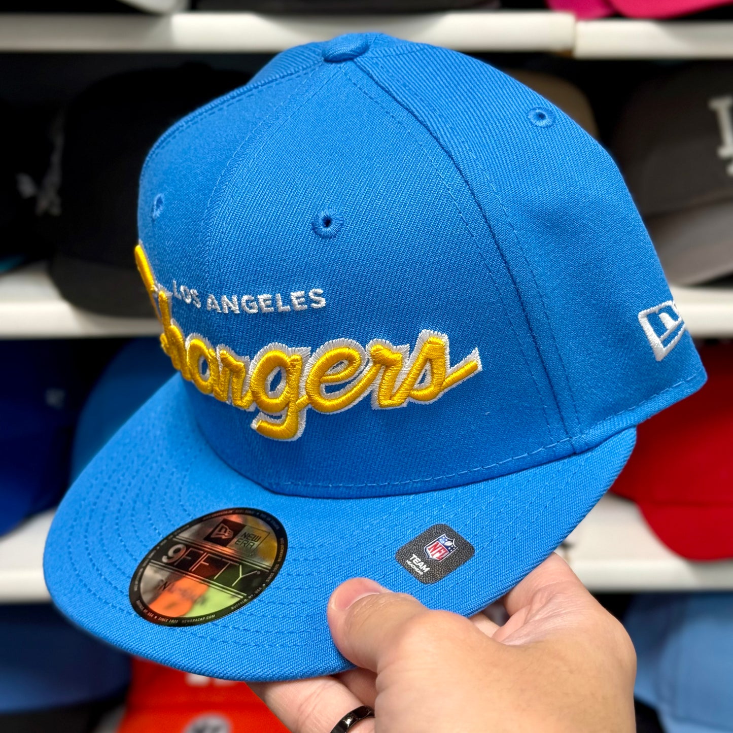New Era 9FIFTY Los Angeles Chargers Script Snapback | Powder Blue