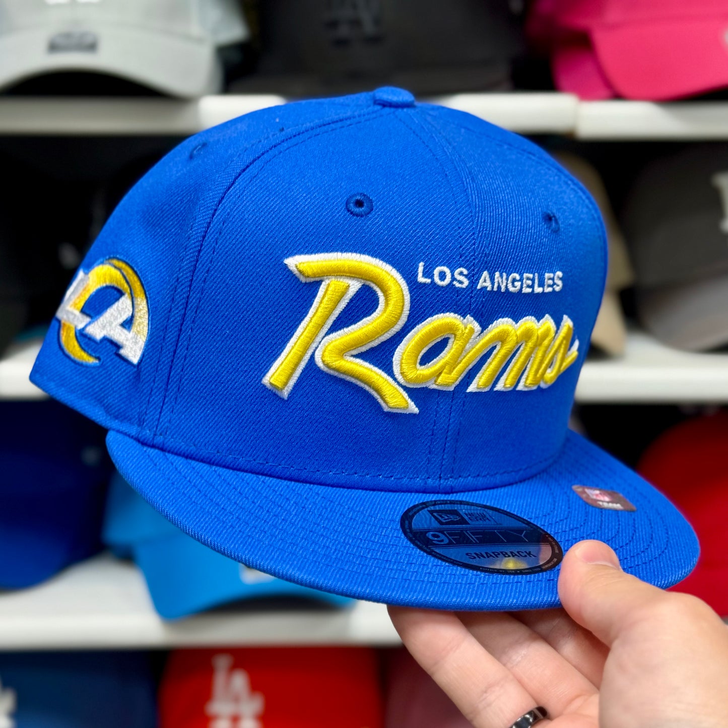 New Era Los Angeles Rams 'Script Logo' Blue/Yellow 9FIFTY Snapback