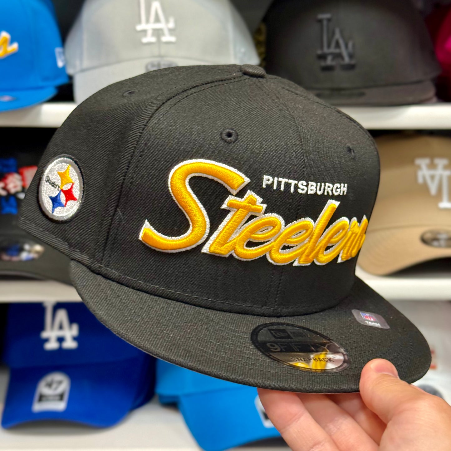 New Era 9FIFTY Pittsburgh Steelers Script Snapback | Black