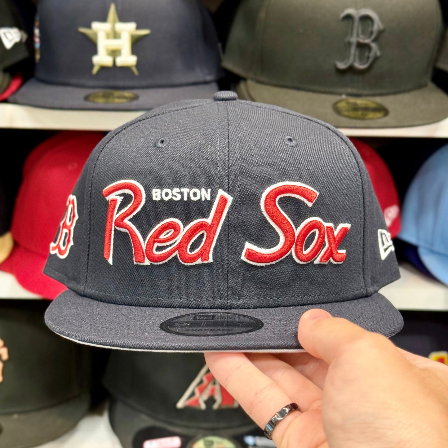 New Era Boston Red Sox 'Script Logo' Navy/Red 9FIFTY Snapback