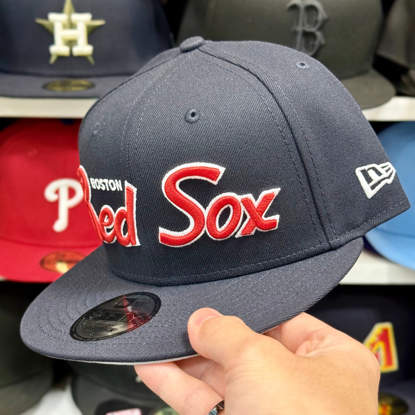 New Era Boston Red Sox 'Script Logo' Navy/Red 9FIFTY Snapback
