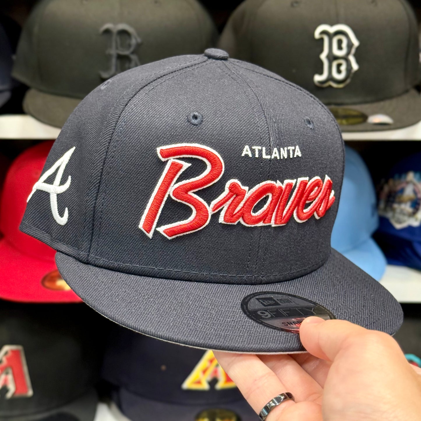 New Era 9FIFTY Atlanta Braves Script Snapback | Navy