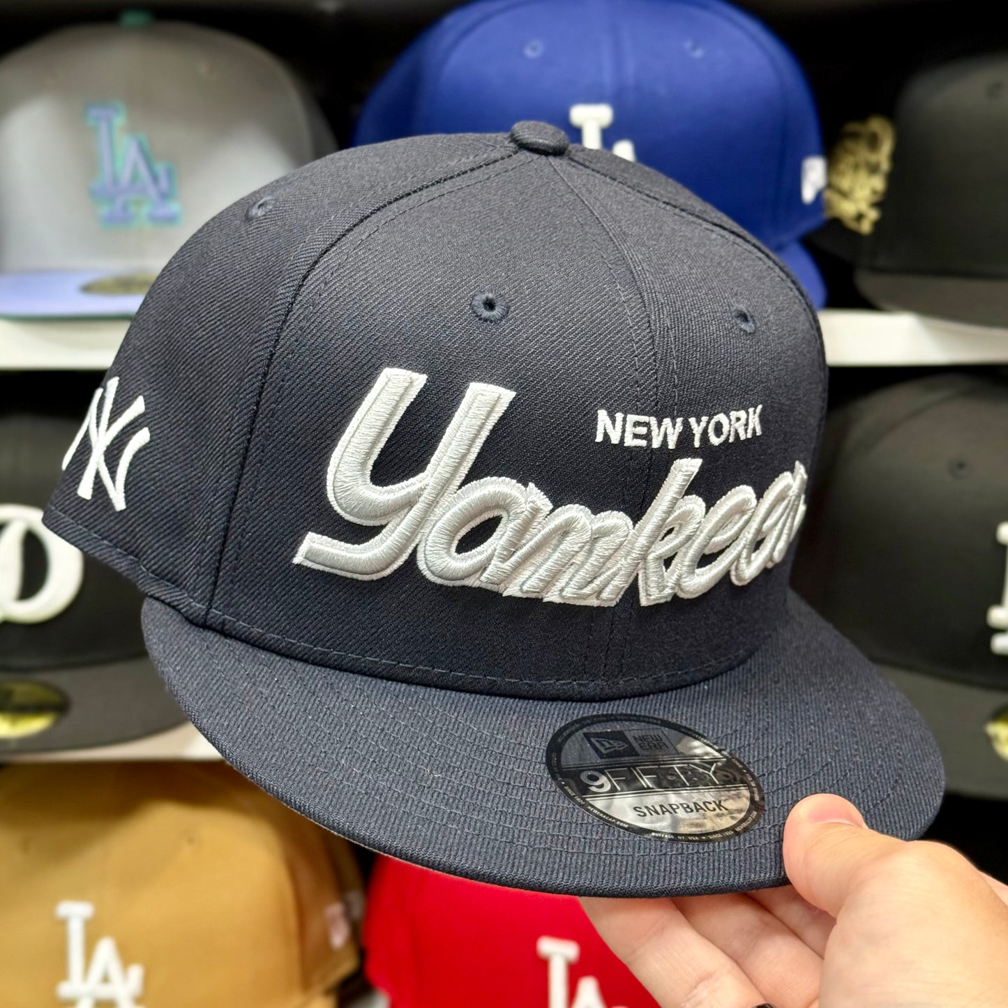 New Era 9FIFTY New York Yankees Script Snapback | Navy