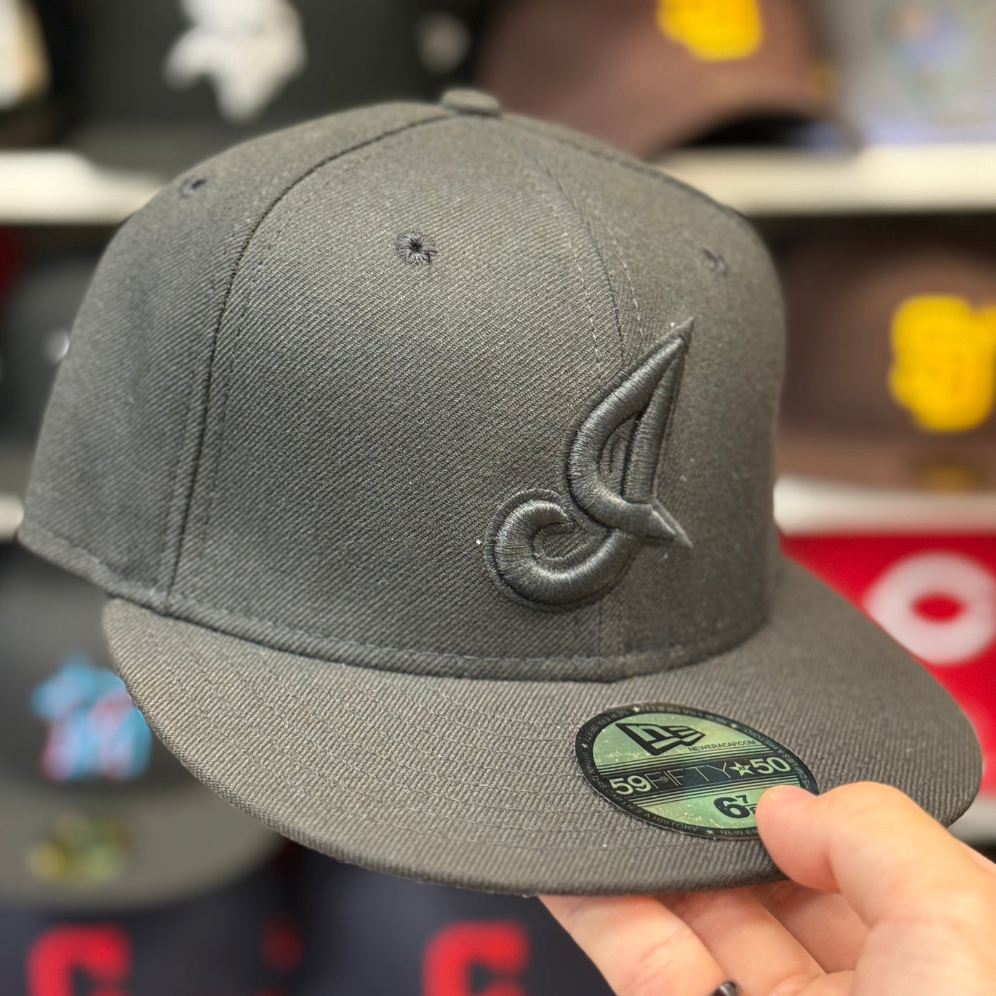 New Era Cleveland Indians 'Cursive I Logo' Black Vintage 59FIFTY Fitted Hat | Size 6 7/8