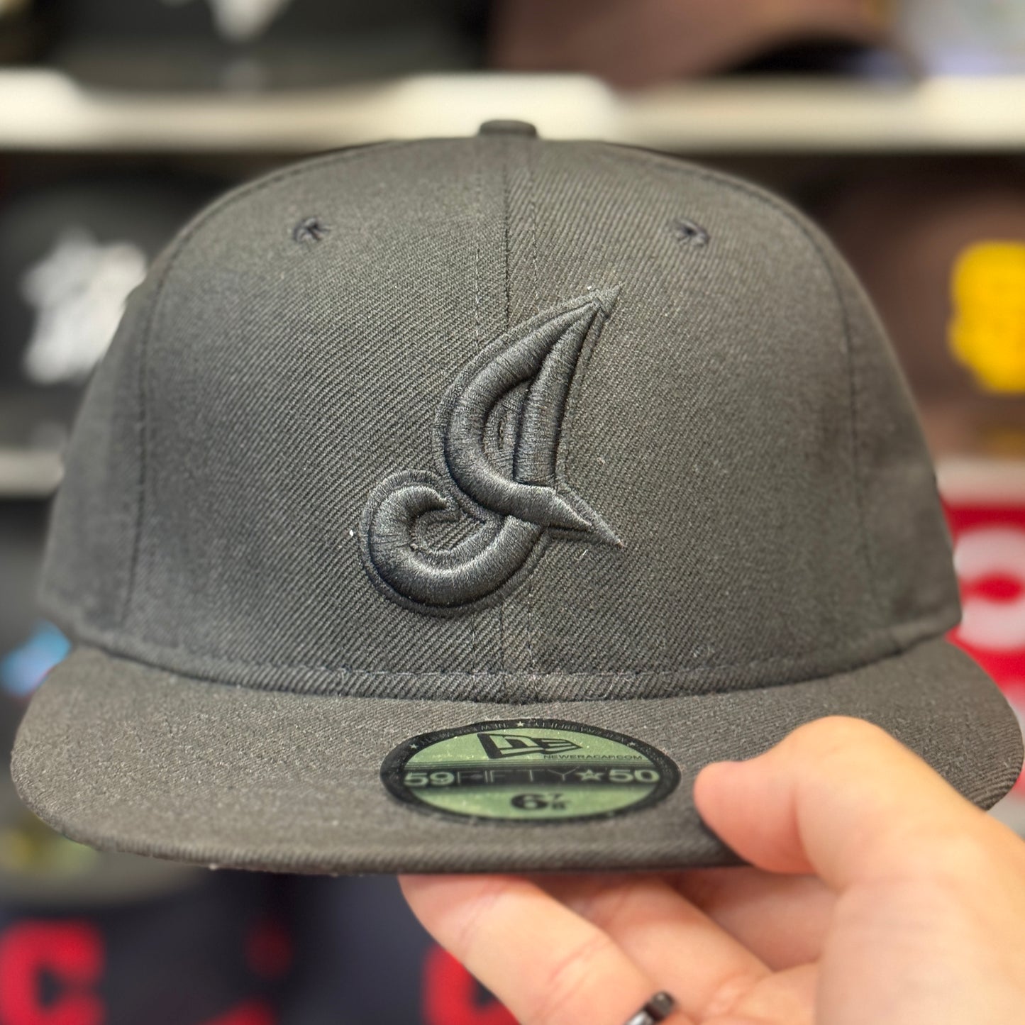 New Era Cleveland Indians 'Cursive I Logo' Black Vintage 59FIFTY Fitted Hat | Size 6 7/8