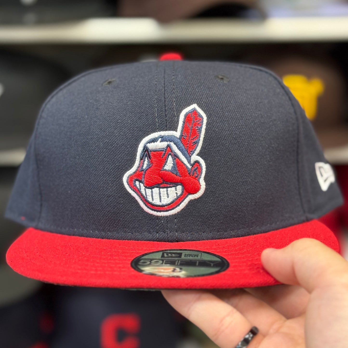 New Era Cleveland Indians 'Chief Wahoo Logo' Navy/Red 59FIFTY Fitted Hat
