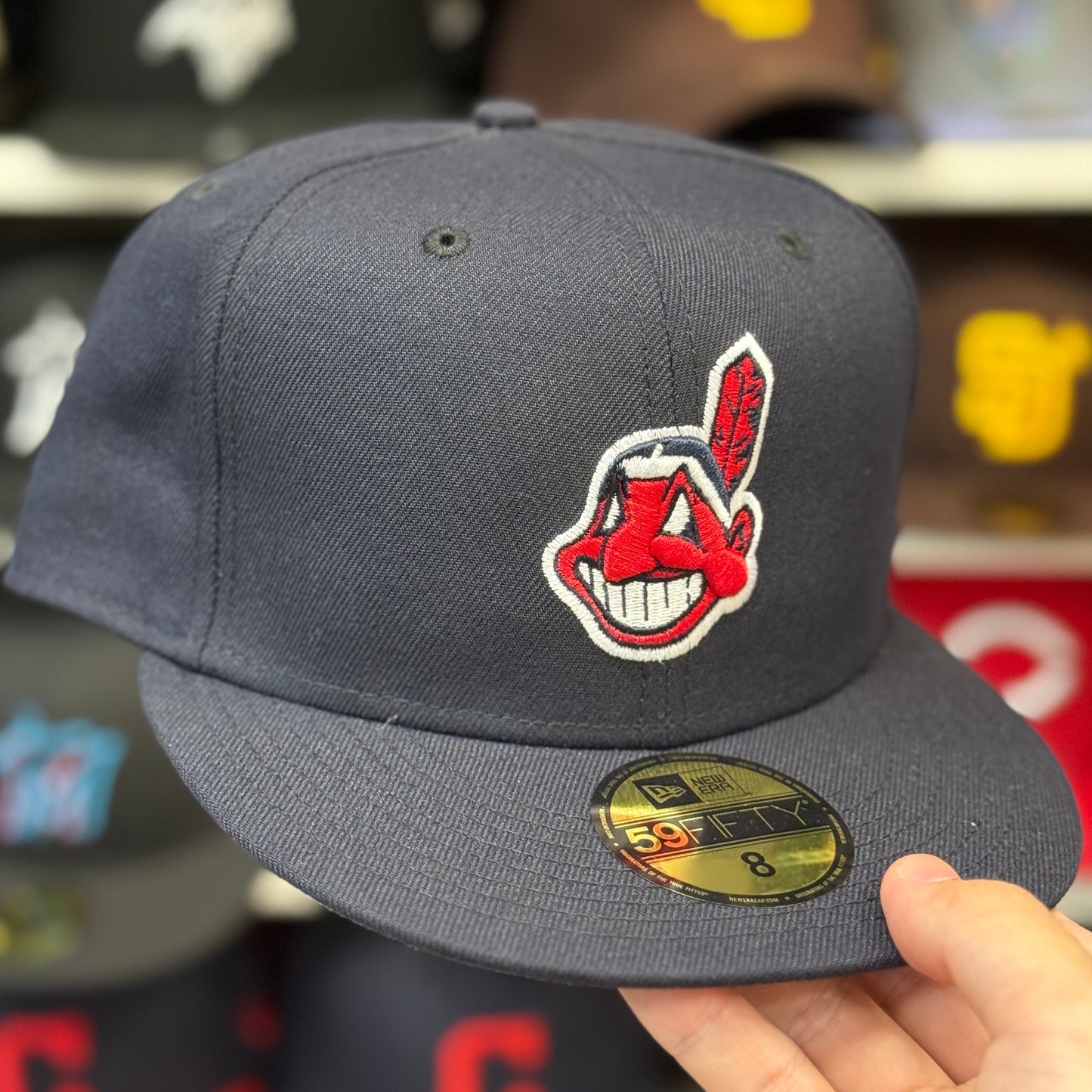 New Era Cleveland Indians 'Chief Wahoo Logo' Navy 59FIFTY Fitted Hat