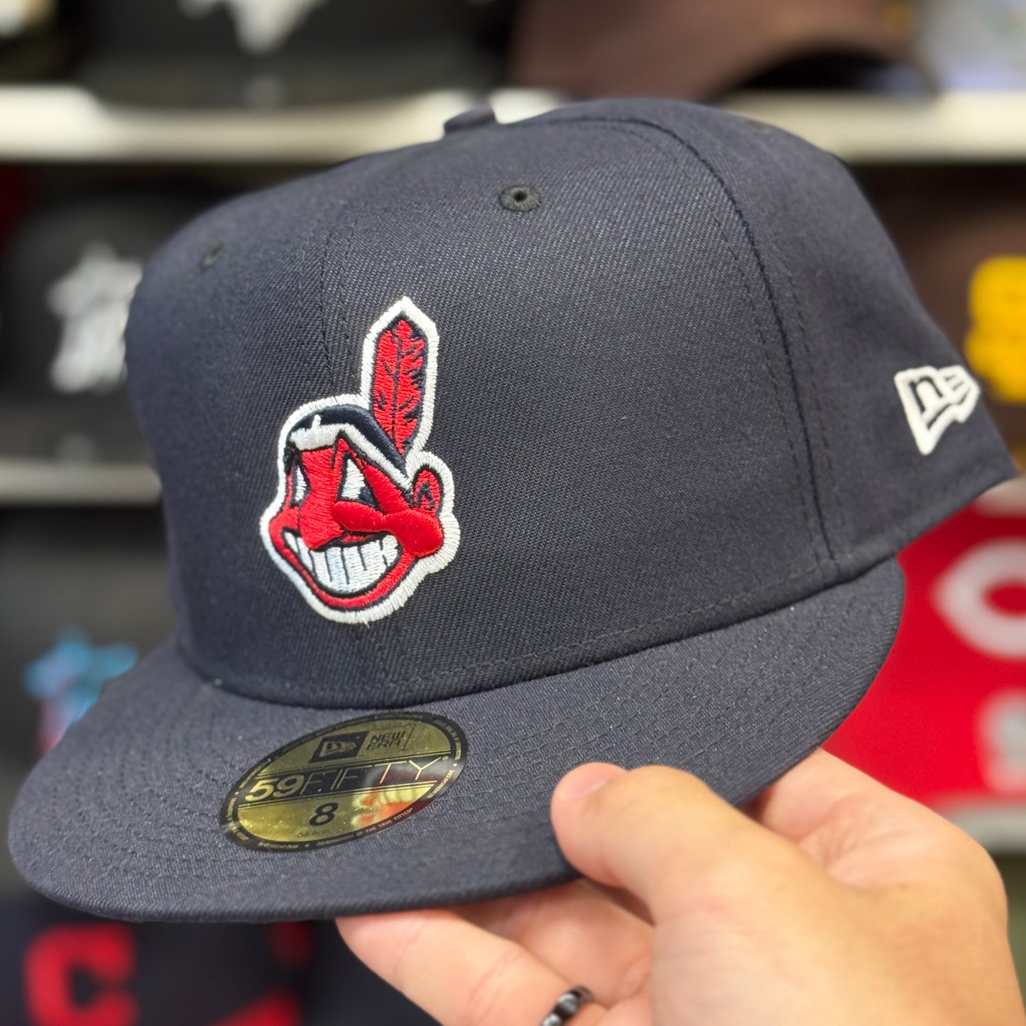 New Era Cleveland Indians 'Chief Wahoo Logo' Navy 59FIFTY Fitted Hat