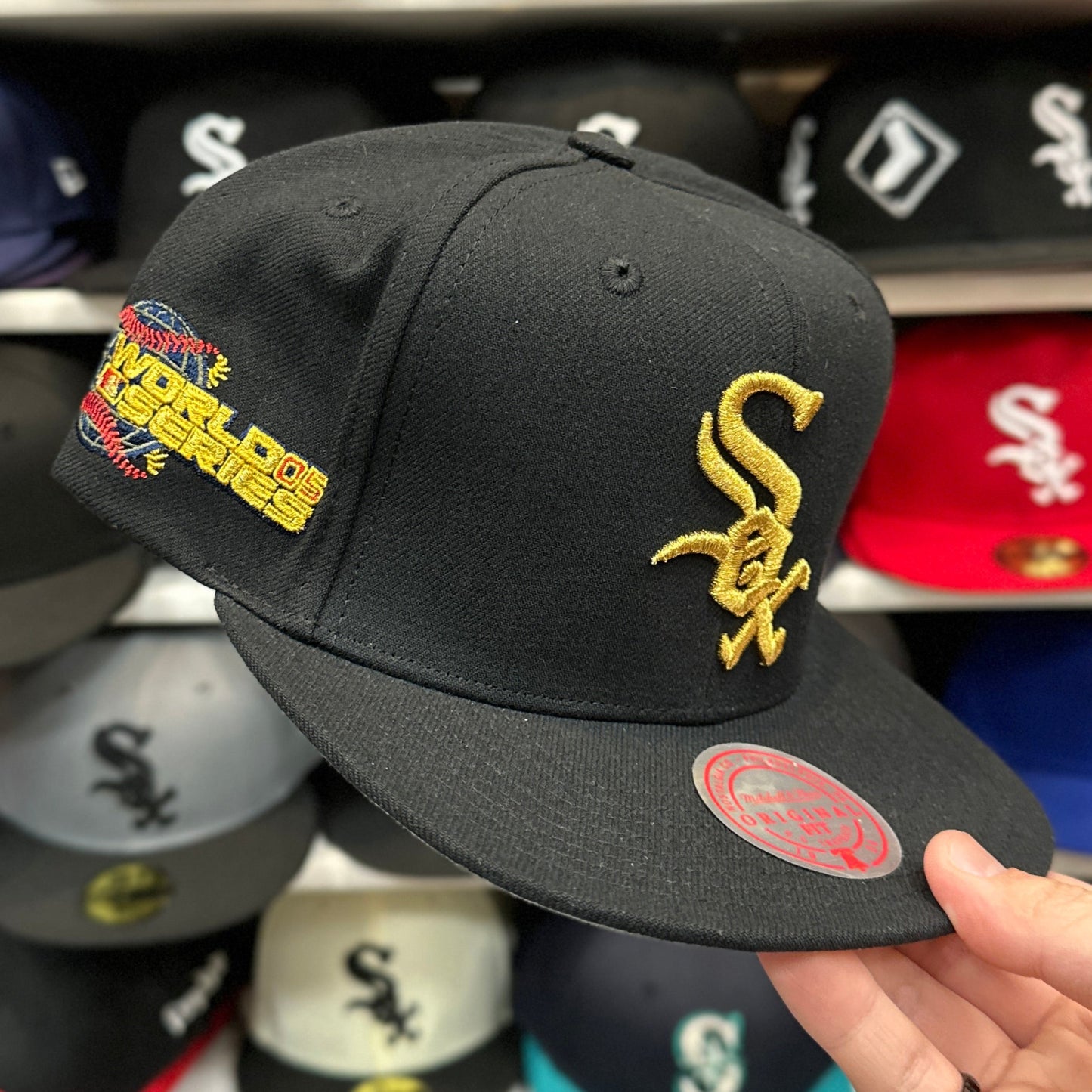 Chicago White Sox MLB Celebratory Patches | Mitchell & Ness Original Fit Snapback | Black