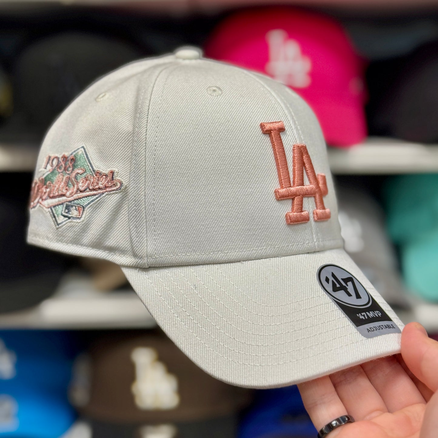 LA Dodgers World Series Snapback Cap '47 Brand White/Rose Gold