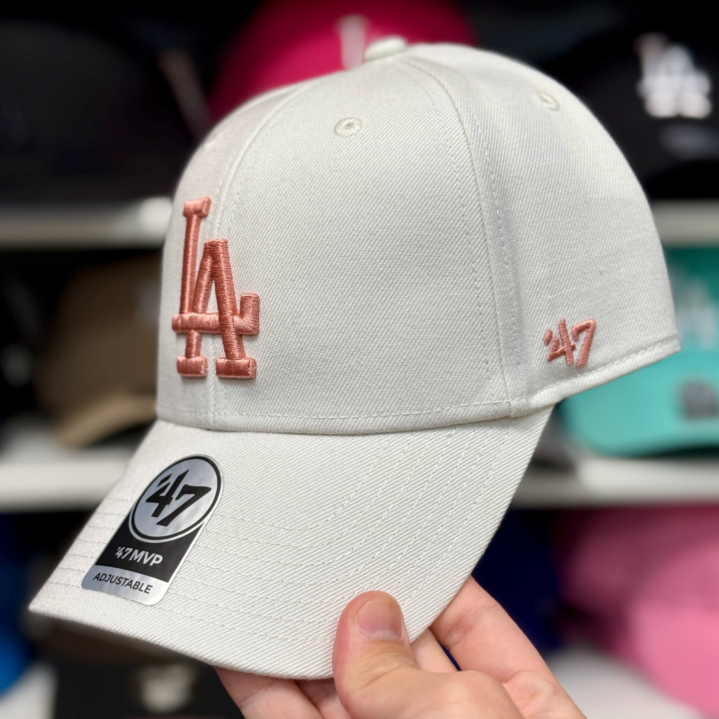 LA Dodgers World Series Snapback Cap '47 Brand White/Rose Gold