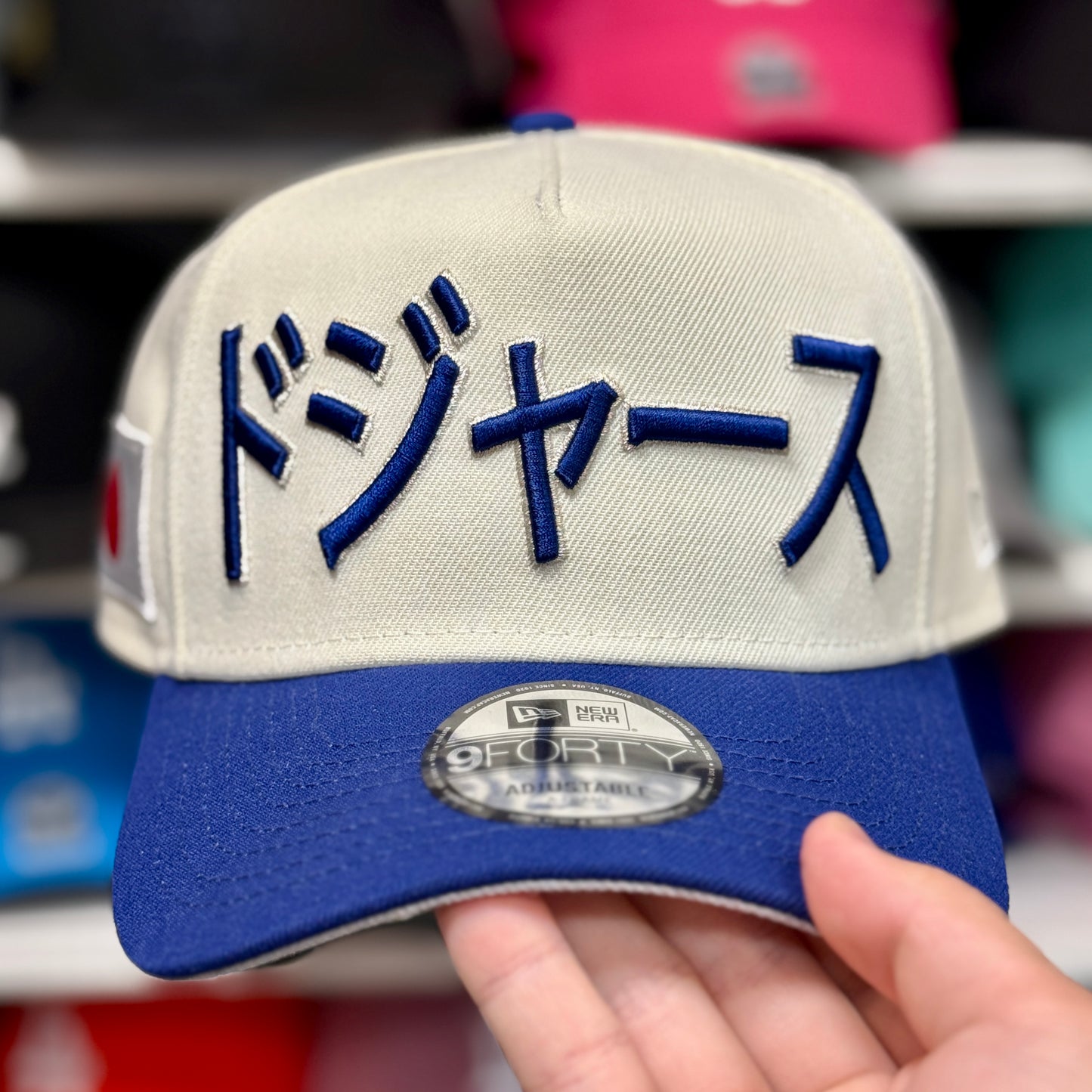 New Era Los Angeles Dodgers 'Large Japanese Kanji' A-Frame Creme/Blue 9FORTY Snapback