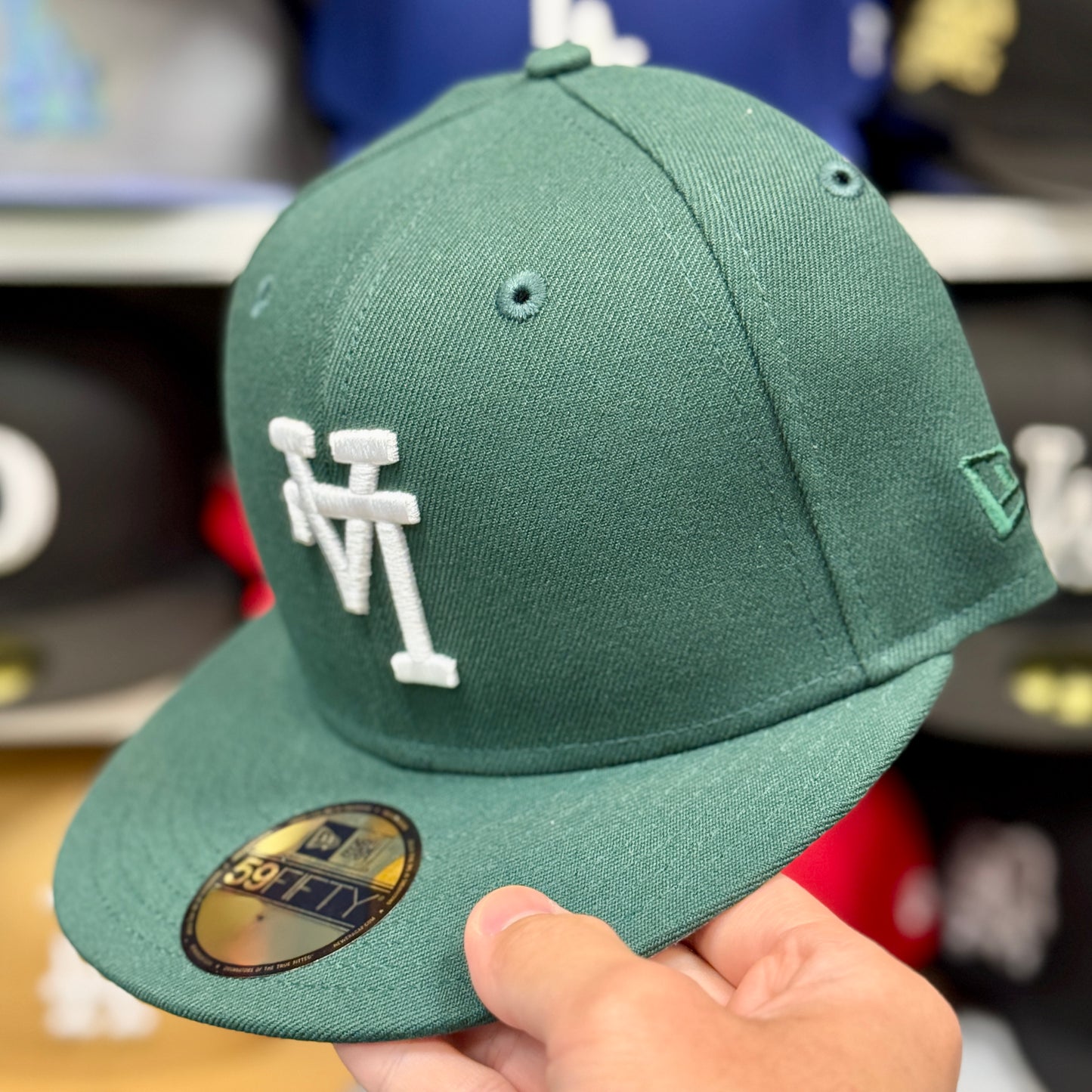 New Era Los Angeles Dodgers 'Upside Down Logo' 59FIFTY Fitted Hat | Dark Green