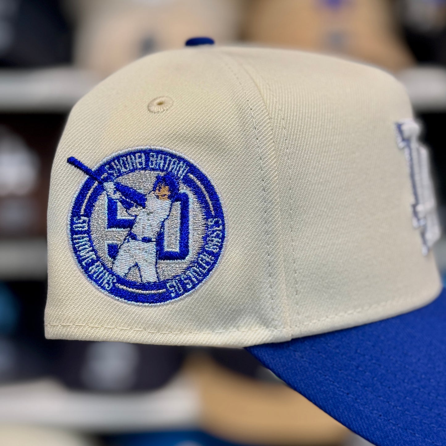 New Era Los Angeles Dodgers '50/50 Shohei Ohtani' A-Frame 9FORTY Snapback Creme/Blue/Chrome