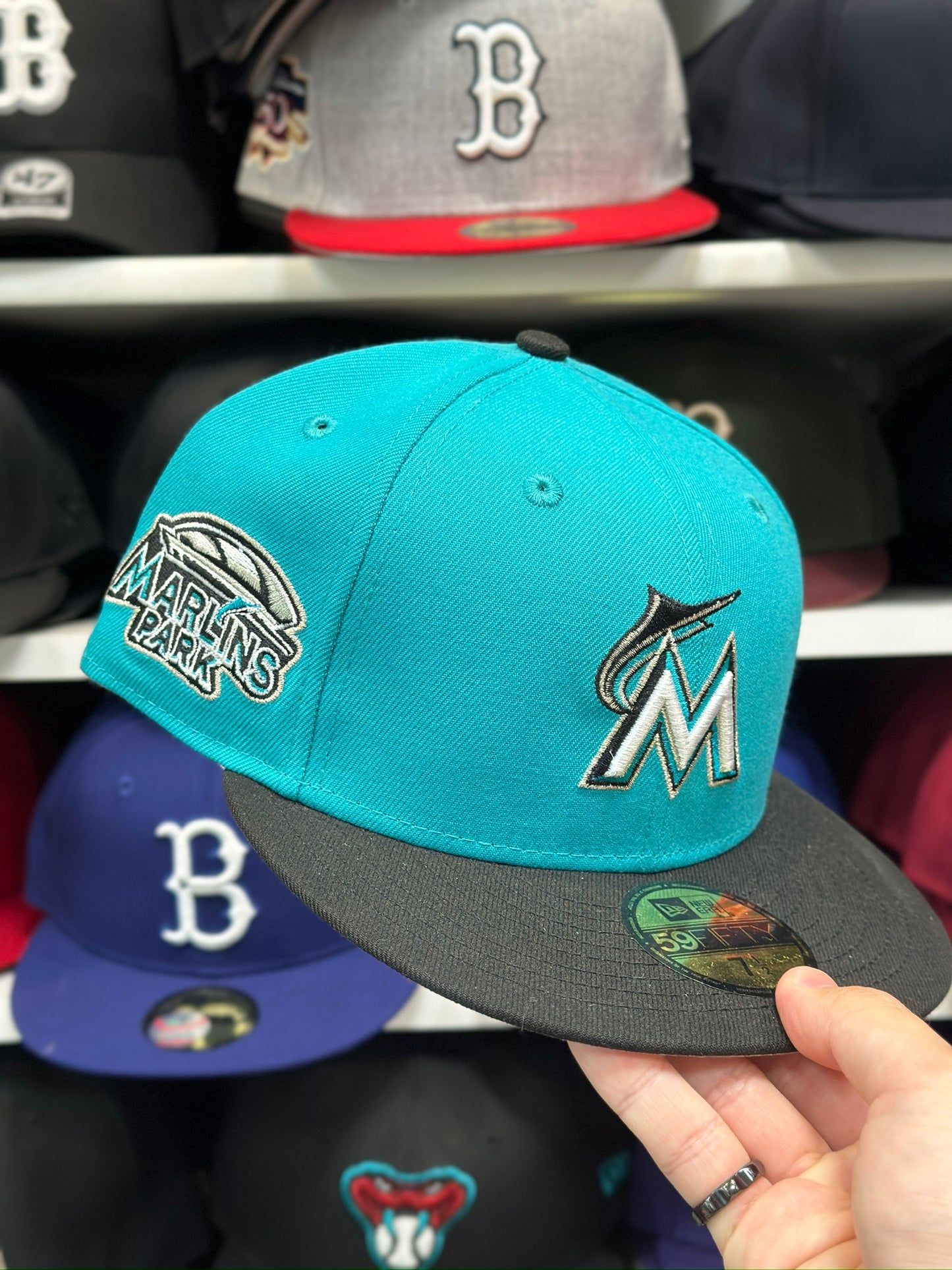 Miami Marlins MLB Park Patch | New Era 59FIFTY Fitted Cap | Teal/Black