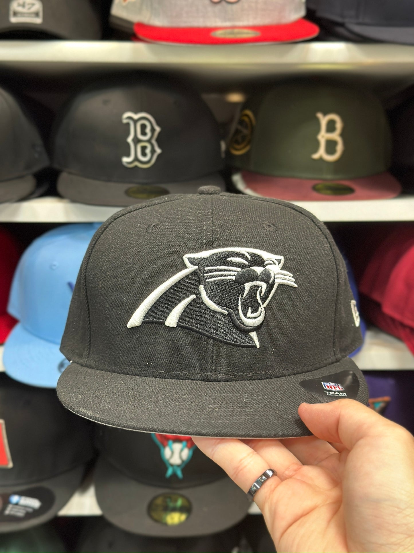 Carolina Panthers NFL Fitted Hat | New Era 59FIFTY Sized Cap | Black