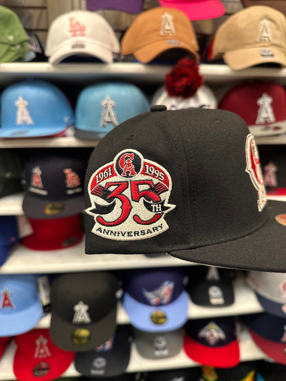 LA Angels MLB 35th Anniversary Patch | Mitchell & Ness Original Fit Adjustable Snapback | Black