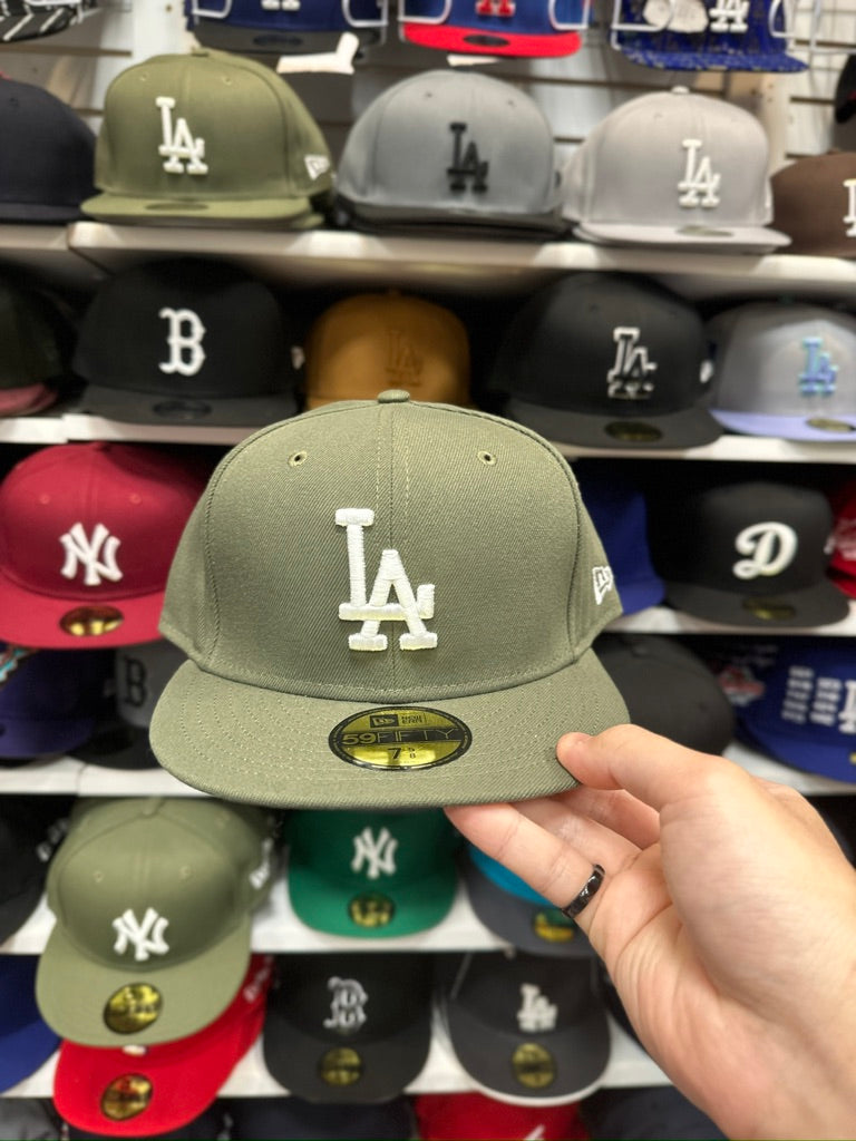 LA Dodgers MLB Fitted Hat | New Era 59FIFTY Sized Cap | Olive