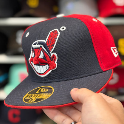 New Era Cleveland Indians Vintage Red/Navy 59FIFTY Fitted Hat - Product Image