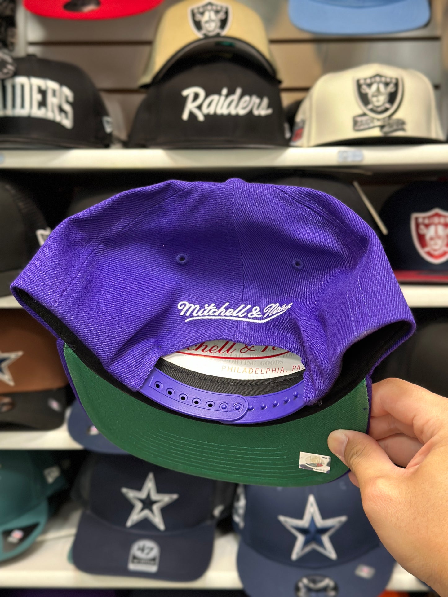 LA Lakers NBA Botanical Patches | Mitchell & Ness Original Fit Adjustable Hat | Purple