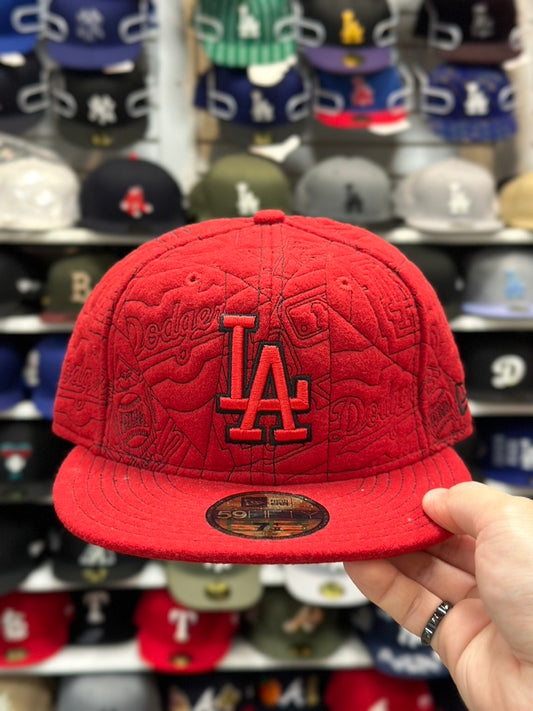 LA Dodgers MLB Vintage Fitted Hat | New Era 59FIFTY Sized Cap | Red