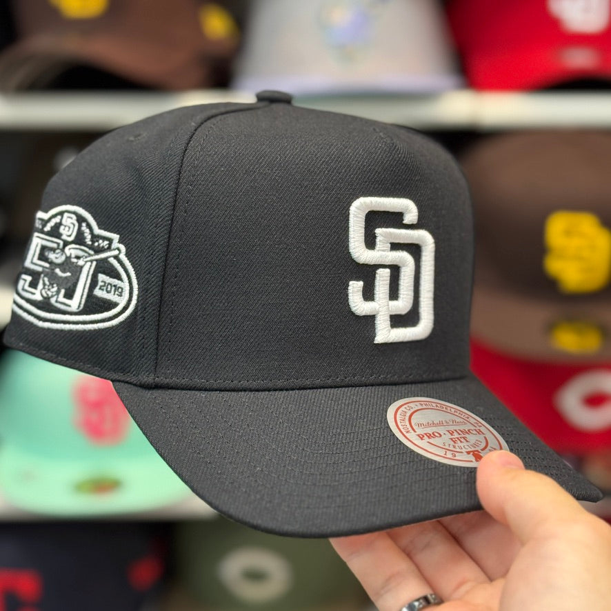San Diego Padres '50th Anniversary' Black A-Frame Mitchell & Ness Snapback - Product Image