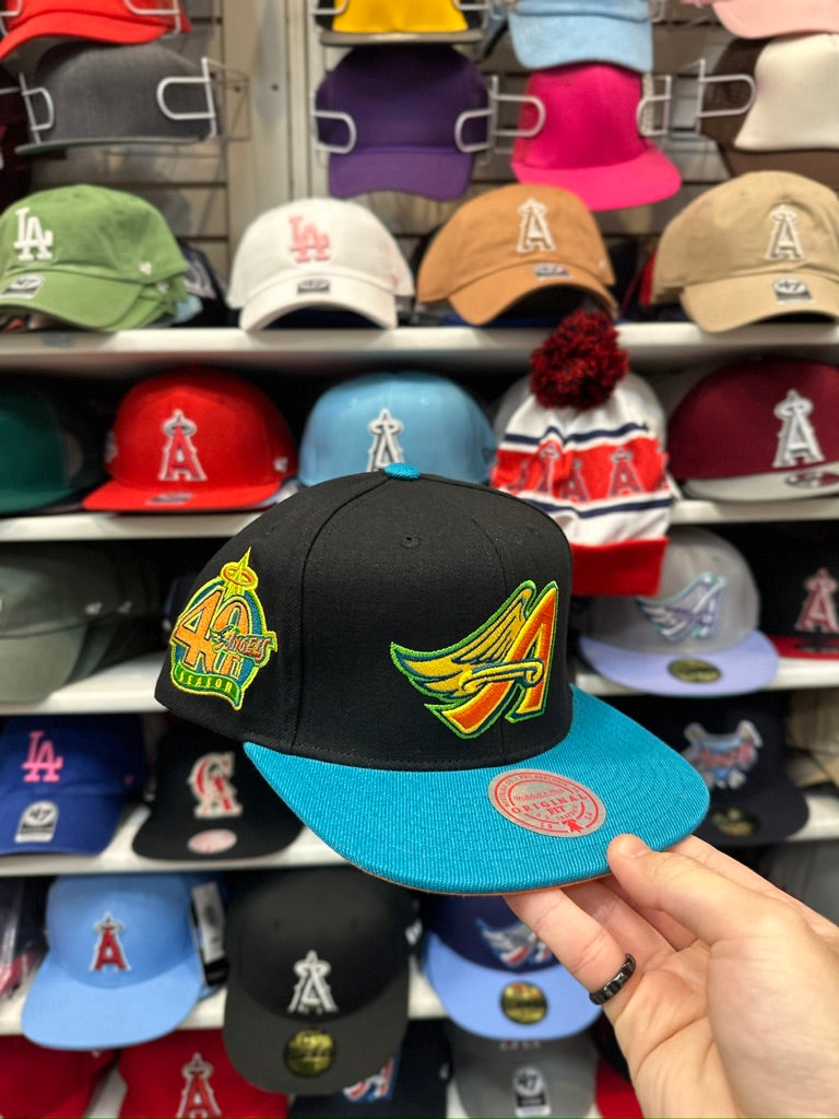 LA Angels MLB 40th Anniversary | Mitchell & Ness Original Fit Adjustable Snapback | Black/Teal