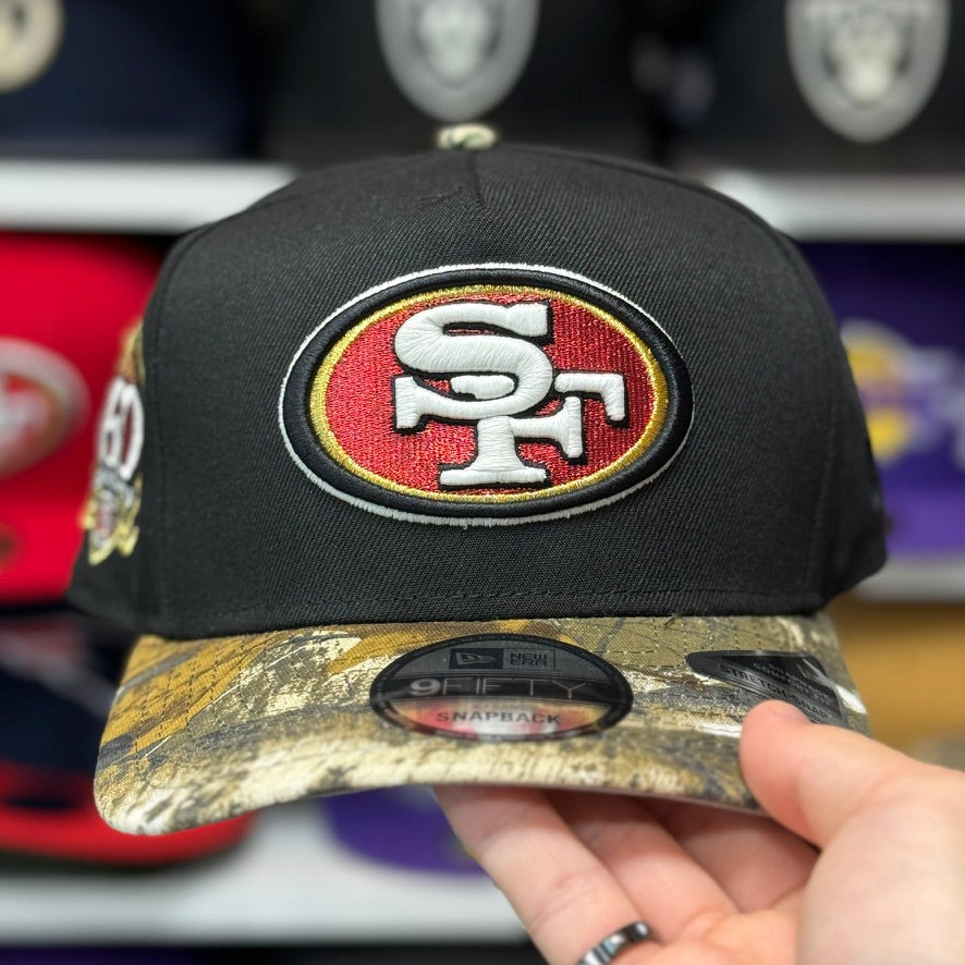 New Era San Francisco 49ers '60 Seasons' A-Frame Black/Realtree Camo 9FIFTY Snapback - Product Image