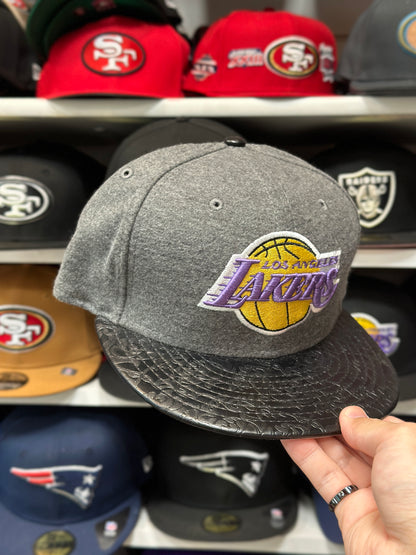 LA Lakers NBA Leather Accents | New Era 9FIFTY Snapback | Gray/Black