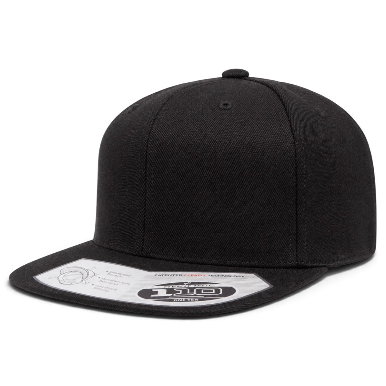 Flexfit 110 Premium Blank Adjustable Snapback Hat - Black