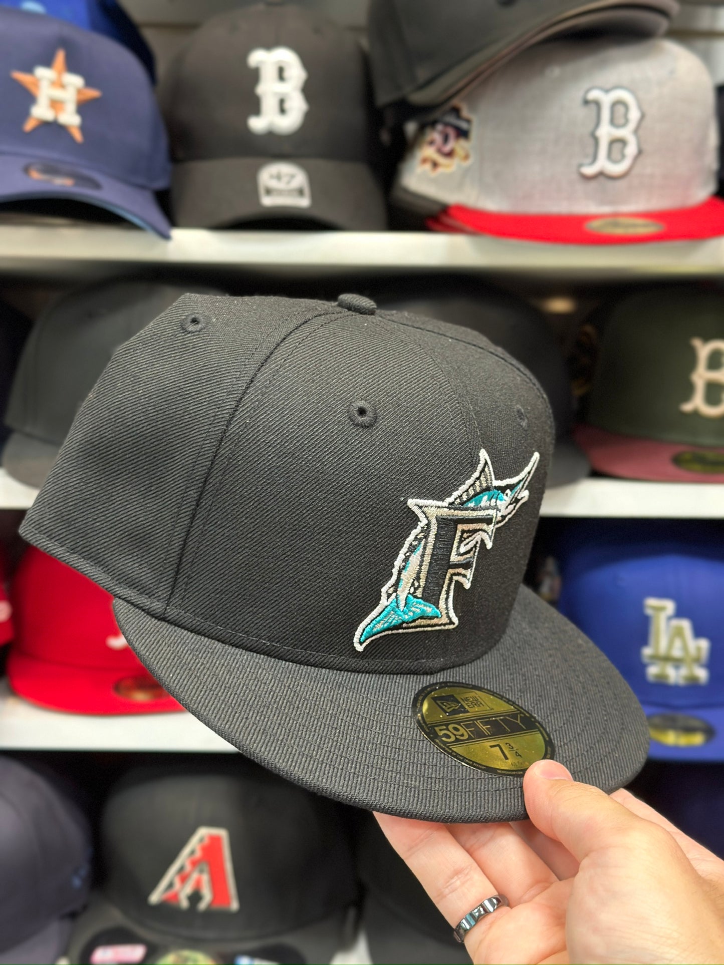 Florida Marlins MLB Fitted Cap | New Era 59FIFTY Sized Hat | Black