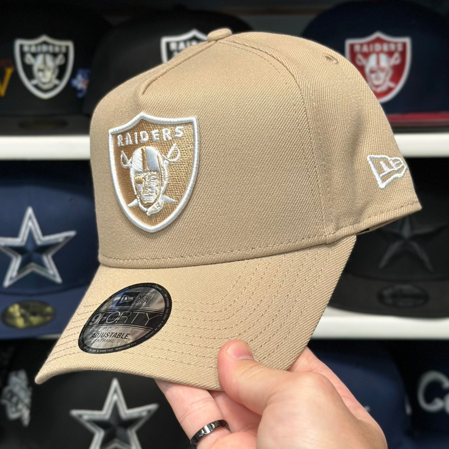 Las Vegas Raiders NFL A-Frame Snapback | New Era 9FORTY Adjustable Snap | Tan