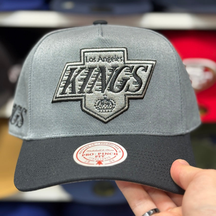 Los Angeles Kings Grey/Black A-Frame Mitchell & Ness Snapback - Product Image