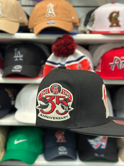 LA Angels MLB Snapback '35th Anniversary' Patch | Mitchell & Ness Original Fit Adjustable Snapback | Black