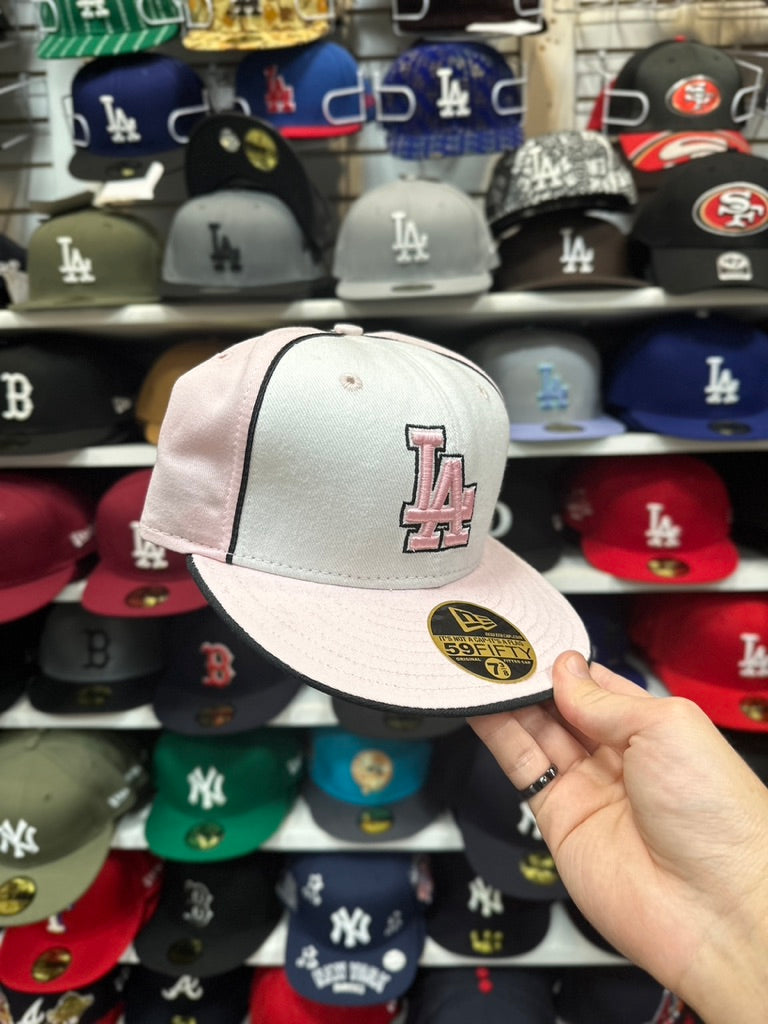 LA Dodgers MLB Vintage Pink Fitted Hat | New Era 59FIFTY Sized Cap | White/Pink