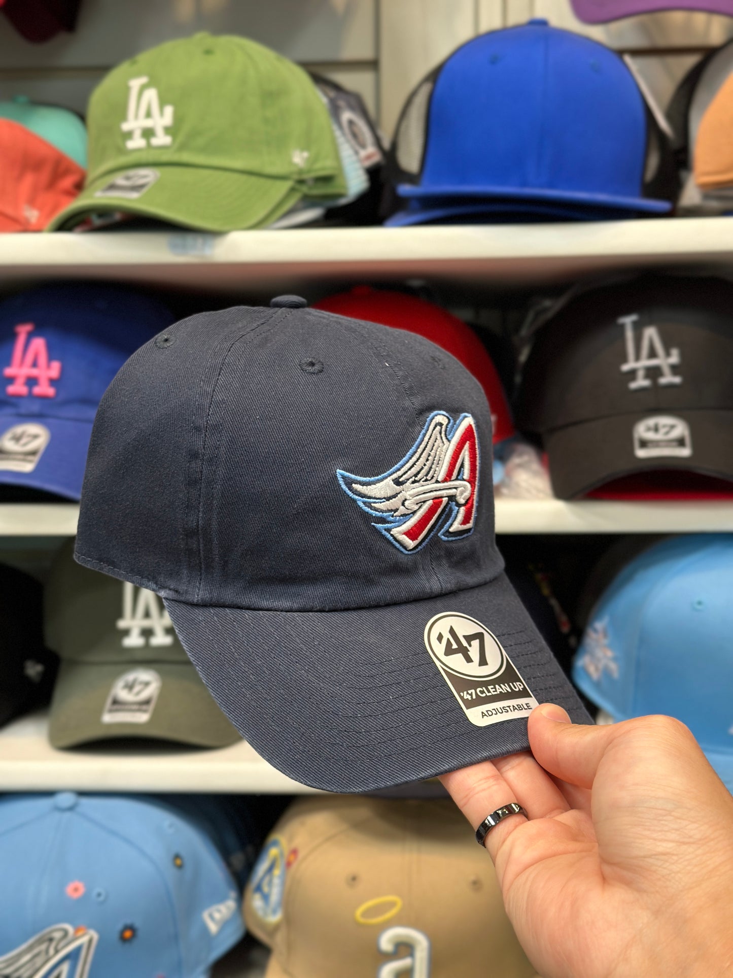 LA Angels MLB Vintage Dad Cap | '47 Brand Clean Up Adjustable Curve Hat | Navy