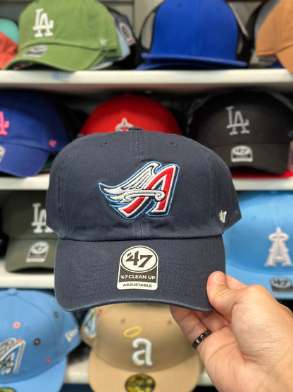 LA Angels MLB Vintage Dad Cap | '47 Brand Clean Up Adjustable Curve Hat | Navy