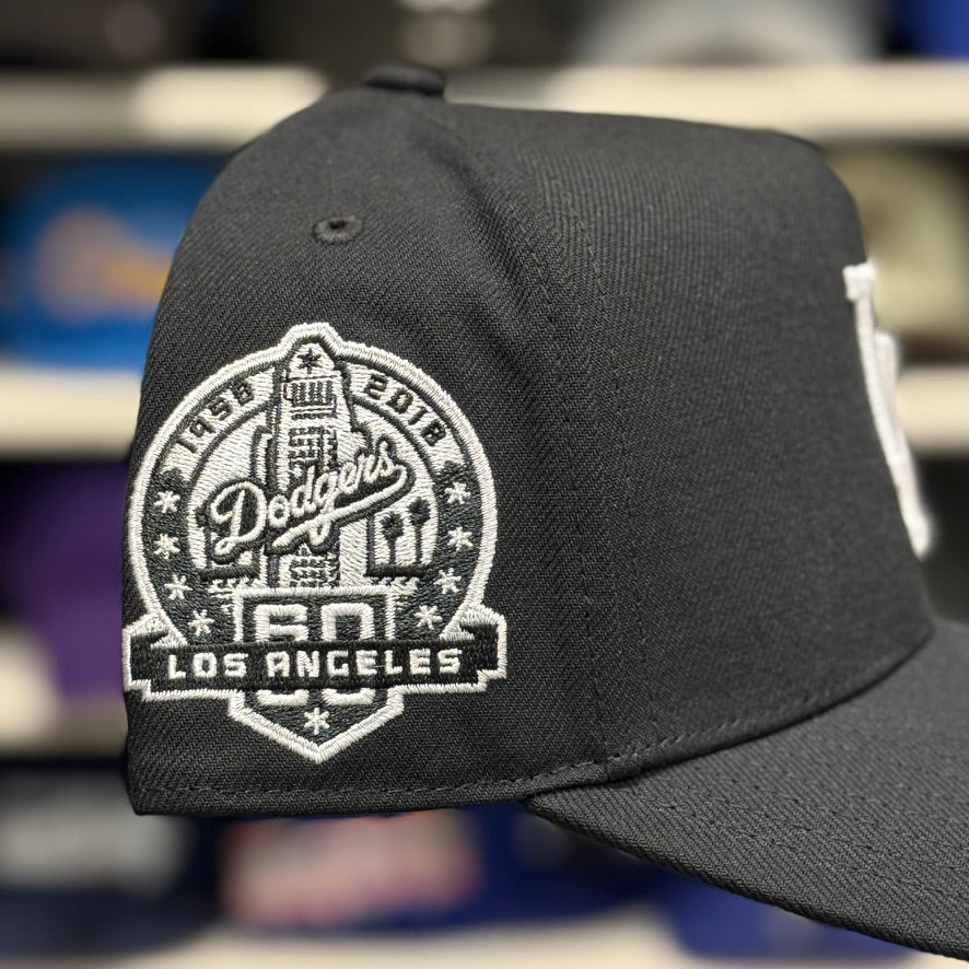 Los Angeles Dodgers '60th Anniversary' Black A-Frame Mitchell & Ness Snapback - Product Image