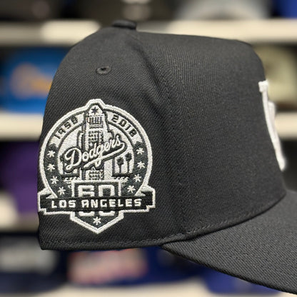 Los Angeles Dodgers '60th Anniversary' Black A-Frame Mitchell & Ness Snapback - Product Image