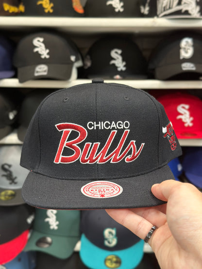 Chicago Bulls Script Snapback | Mitchell & Ness Original Fit | Black