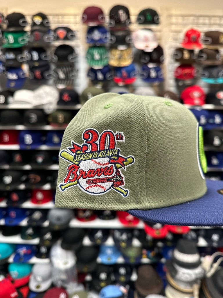 Atlanta Braves MLB '30th Anniversary' Patch | New Era 59FIFTY Fitted Cap | Olive/Blue