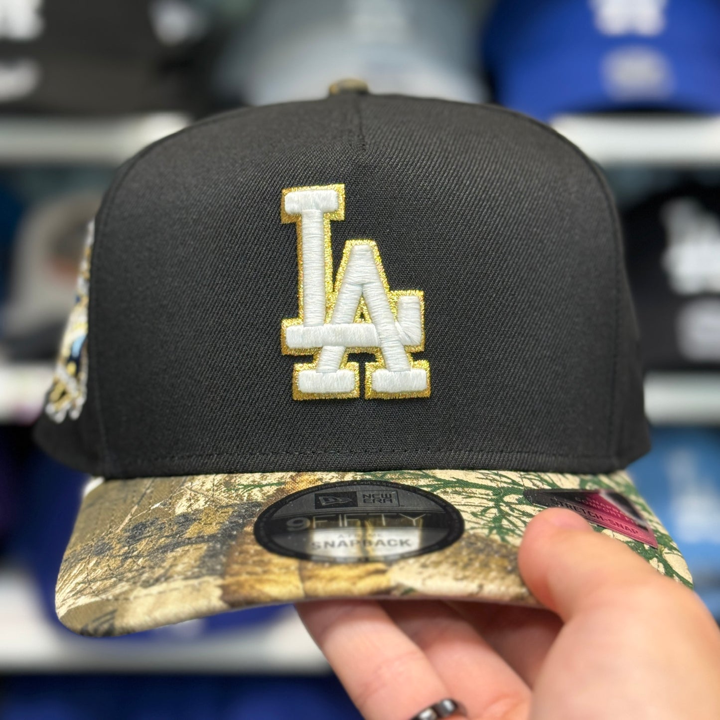 New Era Los Angeles Dodgers '40th Anniversary' A-Frame Black/Realtree Camo 9FIFTY Snapback - Product Image